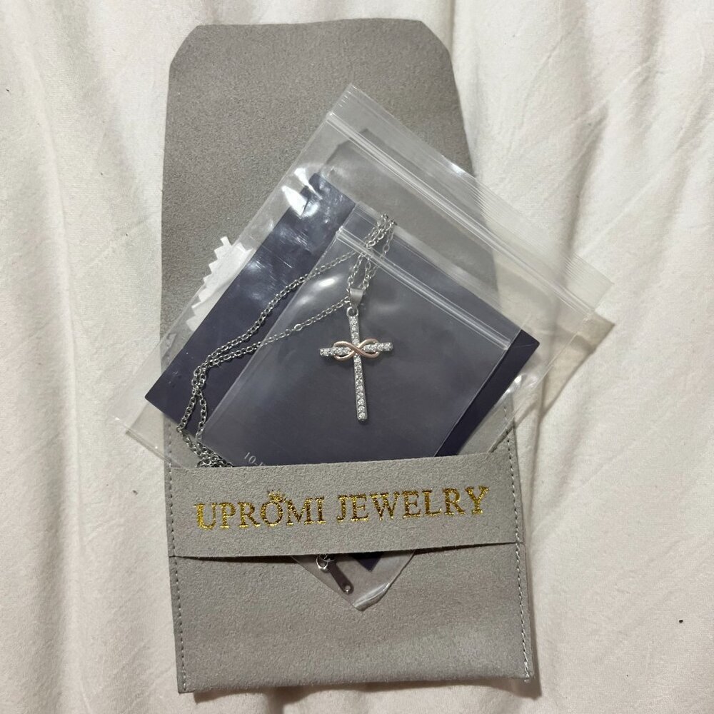 π· *NWT*Will You Be My Godmother? Infinity Cross Necklace - Silver & Rose Gold β¨ - Picture 7 of 8